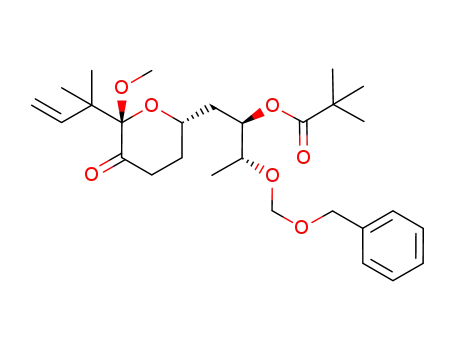 Propanoic acid, 2,2-dimethyl-,
(1R,2R)-1-[[(2S,6S)-6-(1,1-dimethyl-2-propenyl)tetrahydro-6-methoxy-5
-oxo-2H-pyran-2-yl]methyl]-2-[(phenylmethoxy)methoxy]propyl ester