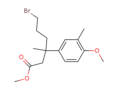 Molecular Structure of 518014-07-8 (6-bromo-3-(4-methoxy-3-methyl-phenyl)-3-methyl-hexanoic acid methyl ester)