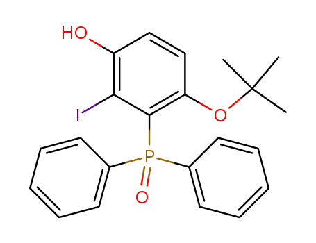 Molecular Structure of 854937-74-9 (4-<i>tert</i>-butoxy-3-(diphenyl-phosphinoyl)-2-iodo-phenol)
