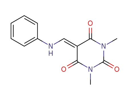 Molecular Structure of 23069-97-8 (1,3-dimethyl-5-[(phenylamino)methylidene]pyrimidine-2,4,6(1H,3H,5H)-trione)
