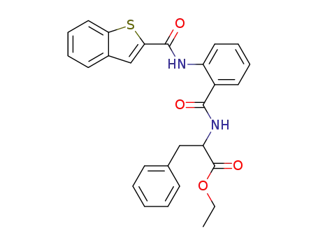 Molecular Structure of 685141-81-5 (Phenylalanine, N-[2-[(benzo[b]thien-2-ylcarbonyl)amino]benzoyl]-, ethyl
ester)