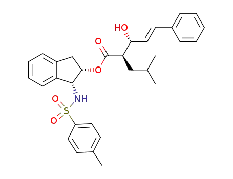 4-Pentenoic acid, 3-hydroxy-2-(2-methylpropyl)-5-phenyl-,
(1R,2S)-2,3-dihydro-1-[[(4-methylphenyl)sulfonyl]amino]-1H-inden-2-yl
ester, (2R,3R,4E)-
