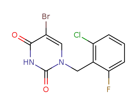 Molecular Structure of 880549-34-8 (5-bromo-1-(2-chloro-6-fluoro-benzyl)-1<i>H</i>-pyrimidine-2,4-dione)
