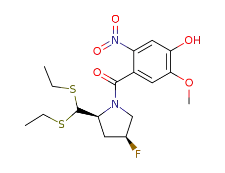 (2S)-N-(4-hydroxy-5-methoxy-2-nitrobenzoyl)-4-fluoropyrrolidine-2-carboxaldehyde diethyl thioacetal