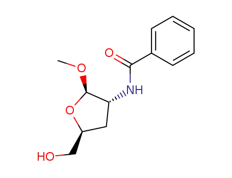 Molecular Structure of 689221-53-2 (beta-D-erythro-Pentofuranoside, methyl 2-(benzoylamino)-2,3-dideoxy- (9CI))