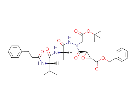 3-(<i>N</i>-<i>tert</i>-butoxycarbonylmethyl-<i>N</i>'-{2-[3-methyl-2-(3-phenyl-propionylamino)-butyrylamino]-propionyl}-hydrazinocarbonyl)-oxirane-2-carboxylic acid benzyl ester