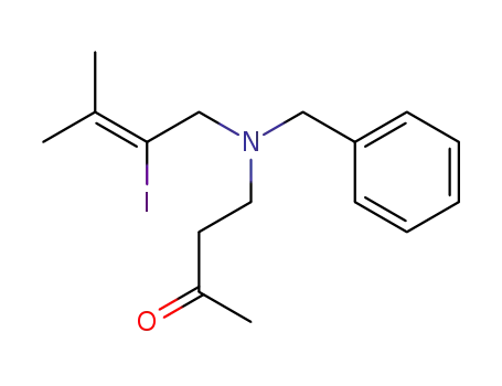 Molecular Structure of 583887-26-7 (2-Butanone, 4-[(2-iodo-3-methyl-2-butenyl)(phenylmethyl)amino]-)