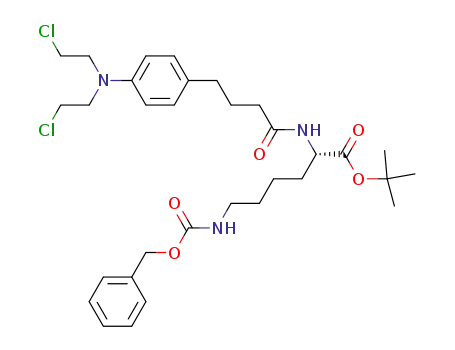 Molecular Structure of 616883-55-7 (6-benzyloxycarbonylamino-2-(4-{4-[bis-(2-chloro-ethyl)-amino]-phenyl}-butyrylamino)-hexanoic acid <i>tert</i>-butyl ester)