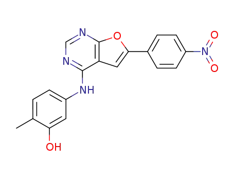Molecular Structure of 475585-19-4 (2-methyl-5-{[6-(4-nitrophenyl)furo[2,3-d]pyrimidin-4-yl]amino}phenol)