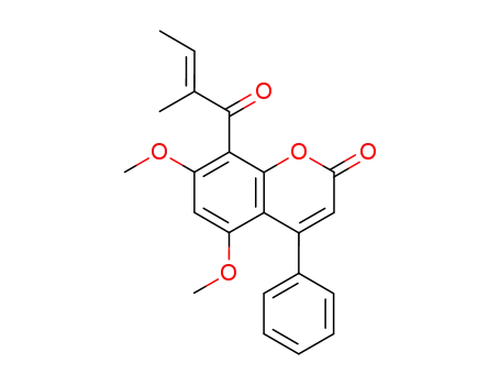 Molecular Structure of 685844-46-6 (2H-1-Benzopyran-2-one,
5,7-dimethoxy-8-[(2E)-2-methyl-1-oxo-2-butenyl]-4-phenyl-)
