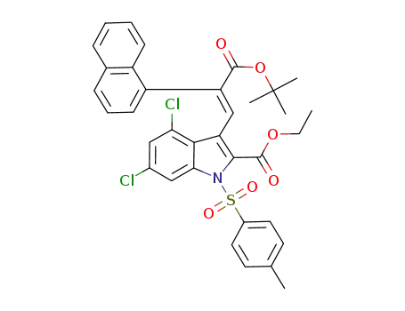 1H-Indole-2-carboxylic acid,
4,6-dichloro-3-[(1E)-3-(1,1-dimethylethoxy)-2-(1-naphthalenyl)-3-oxo-1-
propenyl]-1-[(4-methylphenyl)sulfonyl]-, ethyl ester