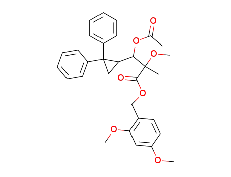 Molecular Structure of 679417-88-0 (2,4-dimethoxybenzyl 3-acetoxy-3-(2,2-diphenylcyclopropyl)-2-methoxy-2-methylpropionate)