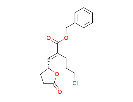 Pentanoic acid,
5-chloro-2-[[(2R)-tetrahydro-5-oxo-2-furanyl]methylene]-, phenylmethyl
ester, (2E)-