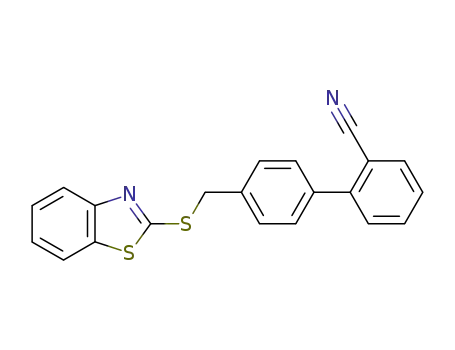 Molecular Structure of 721970-96-3 (4'-(benzothiazol-2-ylsulfanylmethyl)-biphenyl-2-carbonitrile)