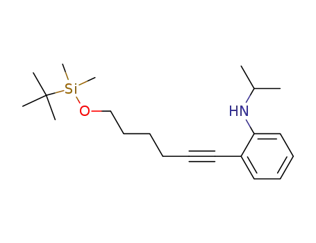 Molecular Structure of 665033-61-4 (Benzenamine,
2-[6-[[(1,1-dimethylethyl)dimethylsilyl]oxy]-1-hexynyl]-N-(1-methylethyl)-)