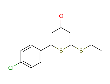 Molecular Structure of 500169-90-4 (2-(4-CHLORO-PHENYL)-6-ETHYLSULFANYLTHIOPYRAN-4-ONE)