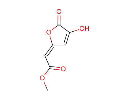 Molecular Structure of 457604-03-4 (Acetic acid, (4-hydroxy-5-oxo-2(5H)-furanylidene)-, methyl ester, (2E)-)