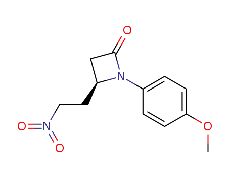 Molecular Structure of 632356-94-6 (2-Azetidinone, 1-(4-methoxyphenyl)-4-(2-nitroethyl)-, (4S)-)