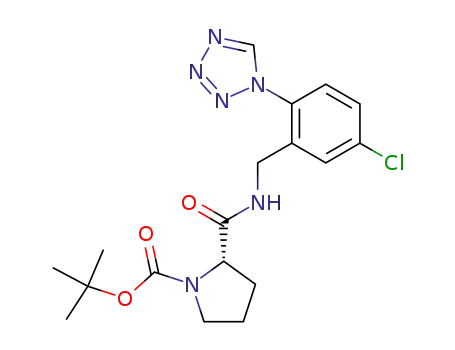 2-(5-chloro-2-tetrazol-1-yl-benzylcarbamoyl)-pyrrolidine-1-carboxylic acid <i>tert</i>-butyl ester