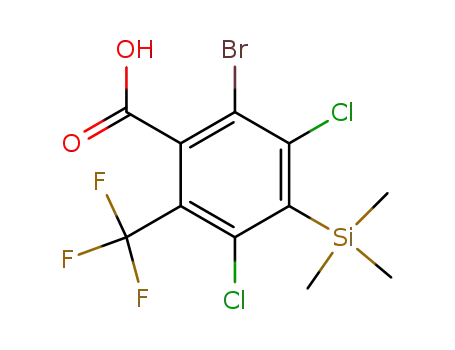 2-bromo-3,5-dichloro-6-(trifluoromethyl)-4-(trimethylsilyl)benzoic acid