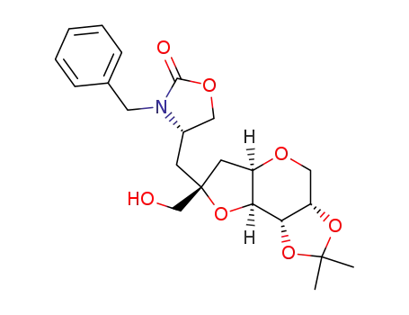 (S)-3-Benzyl-4-((3aS,5aR,7R,8aS,8bS)-7-hydroxymethyl-2,2-dimethyl-hexahydro-[1,3]dioxolo[4,5]furo[2,3-b]pyran-7-ylmethyl)-oxazolidin-2-one
