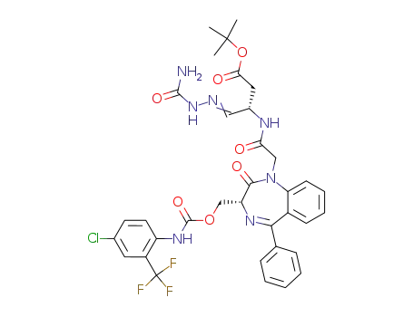 Molecular Structure of 896746-98-8 (4-semicarbazone-3(S)-[2-(2-oxo-5-phenyl-3(R)-(4-chloro-2-trifluoromethylphenylcarbamoyloxymethyl)-2,3-dihydro-benzo[e][1,4]diazepin-1-yl)acetylamino]butyric acid tert-butyl ester)