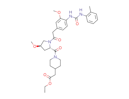 ethyl [1-[(4R)-methoxy-1-[3-methoxy-4-[N'-(2-methylphenyl)ureido]phenylacetyl]-(2S)-pyrrolidinylcarbonyl]-4-piperidinyl]acetate