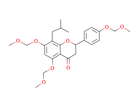 Molecular Structure of 916917-25-4 (8-(2-methylpropyl)-5,7,4'-tris(methoxymethoxy)flavanone)