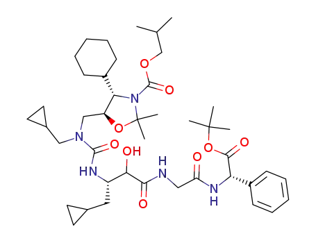 (4S,5S)-5-{3-[(S)-2-({[((S)-tert-Butoxycarbonyl-phenyl-methyl)-carbamoyl]-methyl}-carbamoyl)-1-cyclopropylmethyl-2-hydroxy-ethyl]-1-cyclopropylmethyl-ureidomethyl}-4-cyclohexyl-2,2-dimethyl-oxazolidine-3-carboxylic acid isobutyl ester