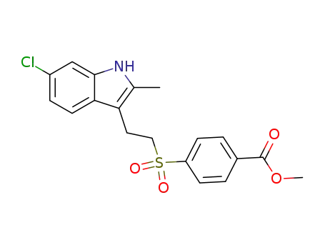 Molecular Structure of 872674-89-0 (Benzoic acid, 4-[[2-(6-chloro-2-methyl-1H-indol-3-yl)ethyl]sulfonyl]-,
methyl ester)