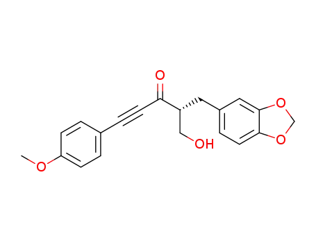 Molecular Structure of 647029-36-5 (1-Pentyn-3-one,
5-(1,3-benzodioxol-5-yl)-4-(hydroxymethyl)-1-(4-methoxyphenyl)-, (4R)-)