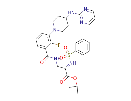 tert-butyl (2S)-benzenesulfonylamino-3-[2-fluoro-3-{4-(pyrimidin-2-ylamino)piperidin-1-yl}benzoylamino]propionate