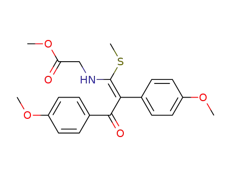 Molecular Structure of 843640-96-0 (Glycine,
N-[(1E)-2,3-bis(4-methoxyphenyl)-1-(methylthio)-3-oxo-1-propenyl]-,
methyl ester)