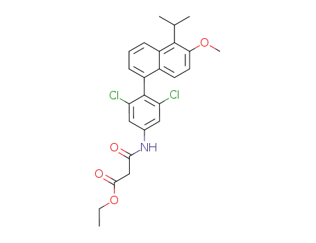 Molecular Structure of 588718-06-3 (<i>N</i>-[3,5-dichloro-4-(5-isopropyl-6-methoxy-naphthalen-1-yl)-phenyl]-malonamic acid ethyl ester)