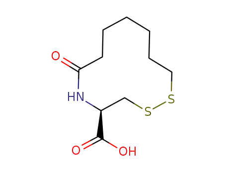 Molecular Structure of 945031-70-9 ((R)-6-oxo-1,2-dithio-5-azacyclododecane-4-carboxylic acid)
