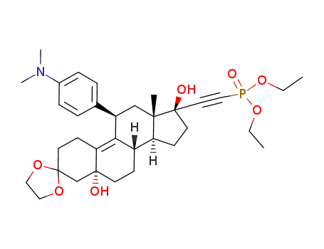 3,3-ethylenedioxy-5α,17β-dihydroxy-11β-[4-(N,N-dimethylamino)phenyl]-19-nor-17α-pregn-9-ene-21-ethynyl phosphonic acid diethyl ester