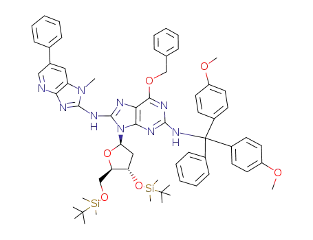 6-benzyloxy-<i>N</i><sup>2</sup>-[bis-(4-methoxy-phenyl)-phenyl-methyl]-9-[4-(<i>tert</i>-butyl-dimethyl-silanyloxy)-5-(<i>tert</i>-butyl-dimethyl-silanyloxymethyl)-tetrahydro-furan-2-yl]-<i>N</i><sup>8</sup>-(1-methyl-6-phenyl-1<i>H</i>-imidazo[4,5-<i>b</i>]pyridin-2-yl)-9<i>H</i>-purine-2,8-diamine