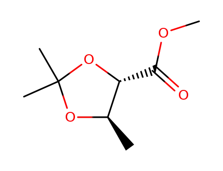 Molecular Structure of 84894-21-3 (methyl (rel-4S,5R)-2,2,5-trimethyl-1,3-dioxolane-4-carboxylate)