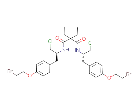 Molecular Structure of 934559-00-9 (N<sup>1</sup>,N<sup>3</sup>-bis{(S)-2-[4-(2-bromoetoxy)phenyl]-1-(chloromethyl)ethyl}-2,2-diethylmalonamide)