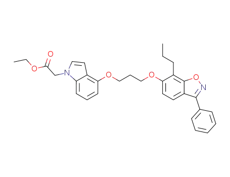 Molecular Structure of 873696-92-5 (ethyl 2-{4-[3-(3-phenyl-7-propylbenzo[b]isoxazol-6-yloxy)propoxy]indol-1-yl}ethanoate)