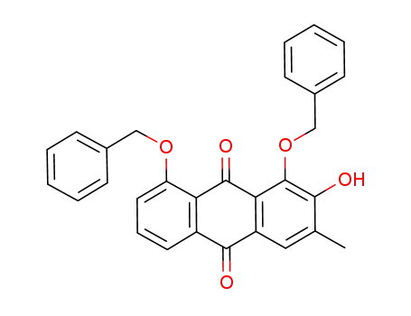 Molecular Structure of 918821-67-7 (9,10-Anthracenedione, 2-hydroxy-3-methyl-1,8-bis(phenylmethoxy)-)