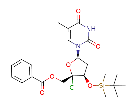 1-[5-O-benzoyl-3-O-(tert-butyldimethylsilyl)-4-chloro-2-deoxy-β-D-threo-pentofuranosyl]thymine