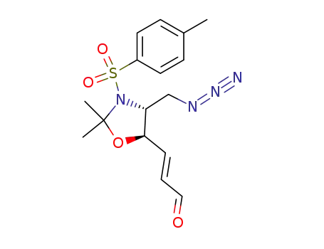 Molecular Structure of 881309-48-4 (Oxazolidine,
4-(azidomethyl)-2,2-dimethyl-3-[(4-methylphenyl)sulfonyl]-5-[(1E)-3-oxo-
1-propenyl]-, (4R,5R)-)