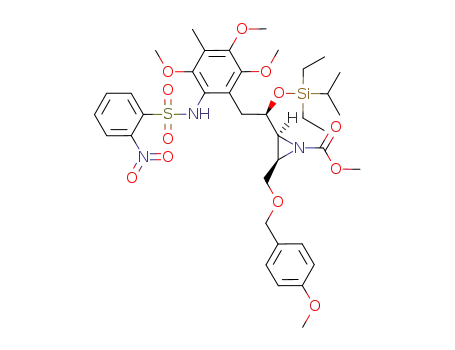 methyl (2R,3S)-2-((4-methoxybenzyloxy)methyl)-3-(1R-(diethyl(isopropyl)silyloxy)-2-(2,3,5-trimethoxy-4-methyl-6-(2-nitrophenylsulfonamido)phenyl)ethyl)aziridine-1-carboxylate