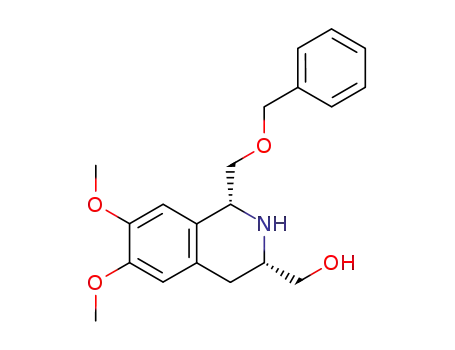 Molecular Structure of 880262-32-8 (3-Isoquinolinemethanol,
1,2,3,4-tetrahydro-6,7-dimethoxy-1-[(phenylmethoxy)methyl]-, (1R,3S)-)
