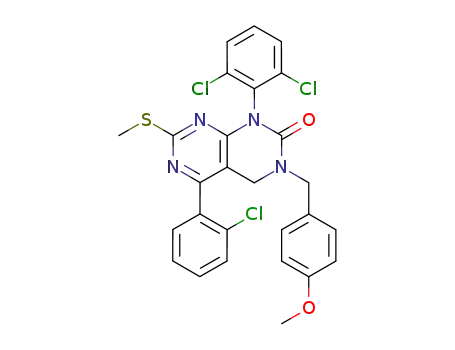 5-(2-chloro-phenyl)-1-(2,6-dichloro-phenyl)-3-(4-methoxy-benzyl)-7-methylsulfanyl-3,4-dihydro-1<i>H</i>-pyrimido[4,5-<i>d</i>]pyrimidin-2-one