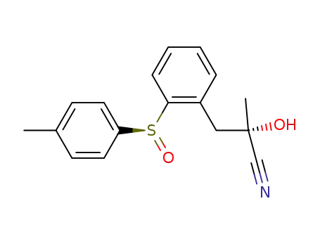 Molecular Structure of 854375-11-4 ([2S,(S)S]-2-hydroxy-2-methyl-3-[2-(p-tolylsulfinyl)phenyl]propanenitrile)