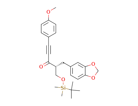 Molecular Structure of 647029-34-3 (1-Pentyn-3-one,
5-(1,3-benzodioxol-5-yl)-4-[[[(1,1-dimethylethyl)dimethylsilyl]oxy]methyl]-
1-(4-methoxyphenyl)-, (4R)-)