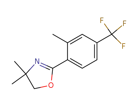 Molecular Structure of 216658-51-4 (Oxazole, 4,5-dihydro-4,4-dimethyl-2-[2-methyl-4-(trifluoromethyl)phenyl]-)