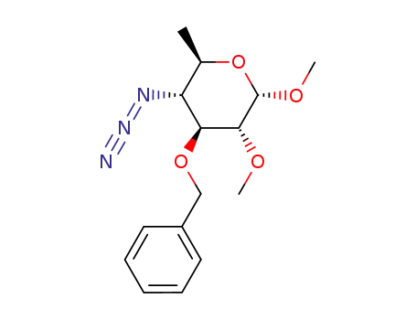 Molecular Structure of 861819-28-5 (Methyl 4-Azido-4,6-dideoxy-2-O-methyl-3-O-benzyl-α-D-glucopyranoside)